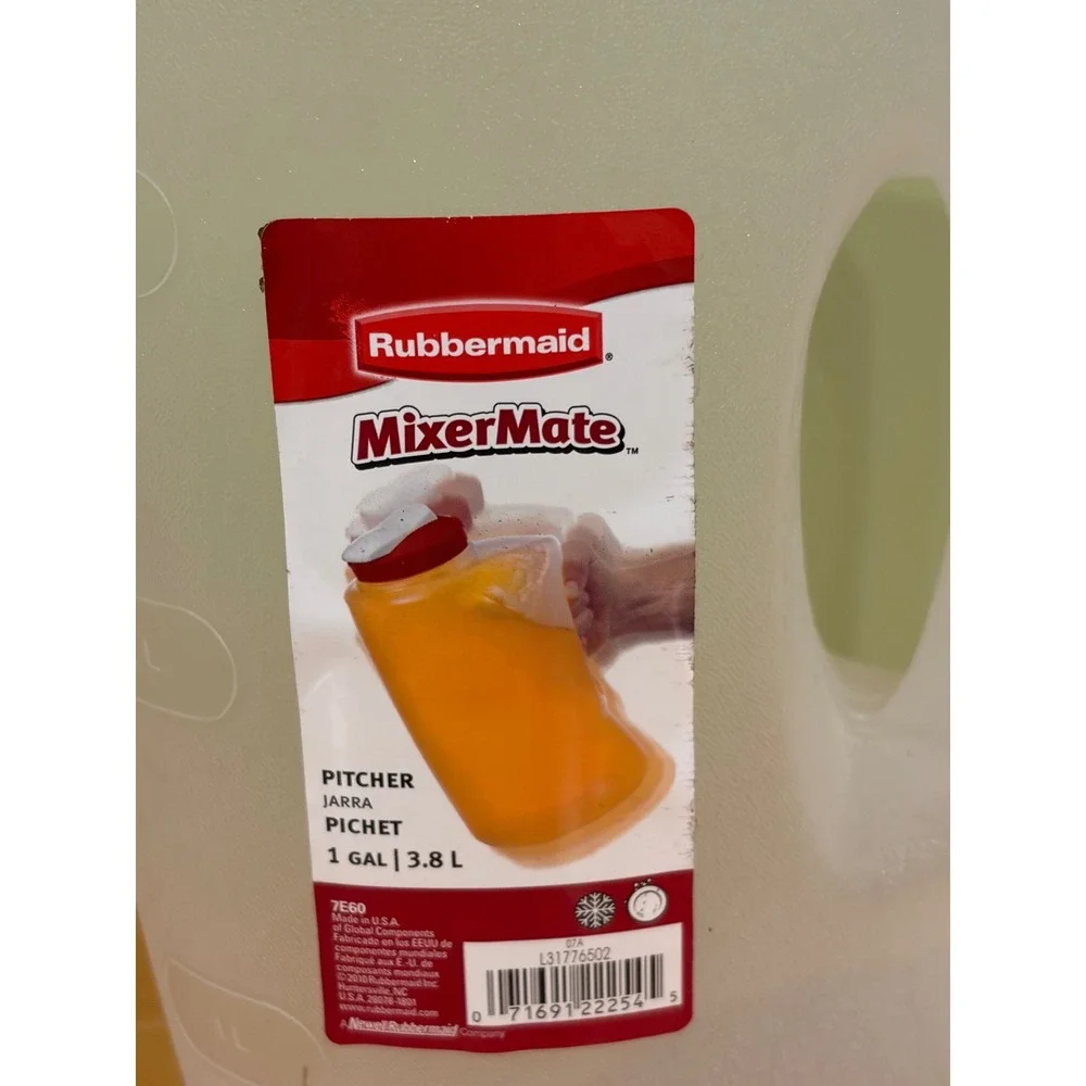 Rubbermaid MixerMate 1 Gal 3.8L Pitcher Red Lid 7E60 Made in USA New